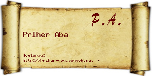 Priher Aba névjegykártya
